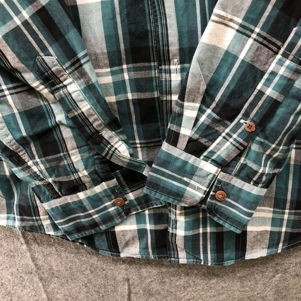 J. Crew Classic‎ Fit Long Sleeve Shirt Mens S Green Plaid Lightweight Cotton